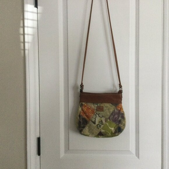 Vintage FOSSIL Patchwork Crossbody Purse Handbag - Picture 1 of 6